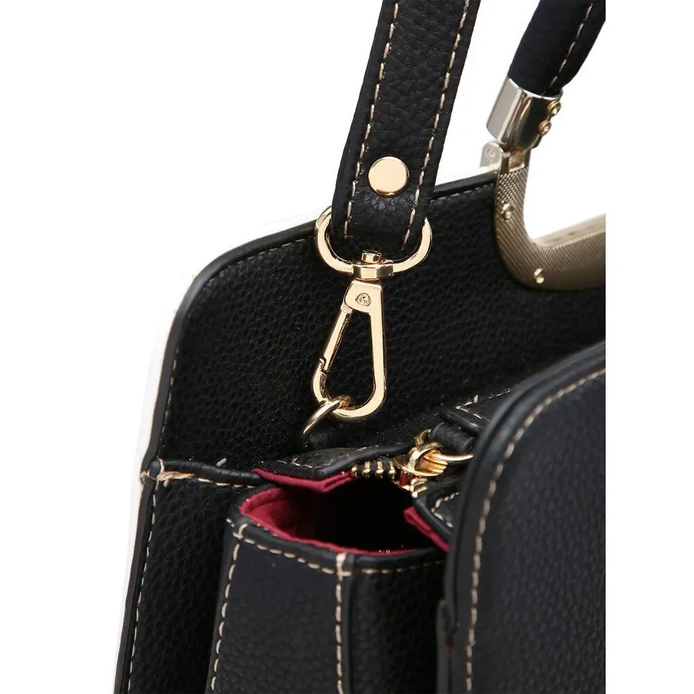 Dasein Faux Leather Briefcase Satchel with Matching Accessory Pouch